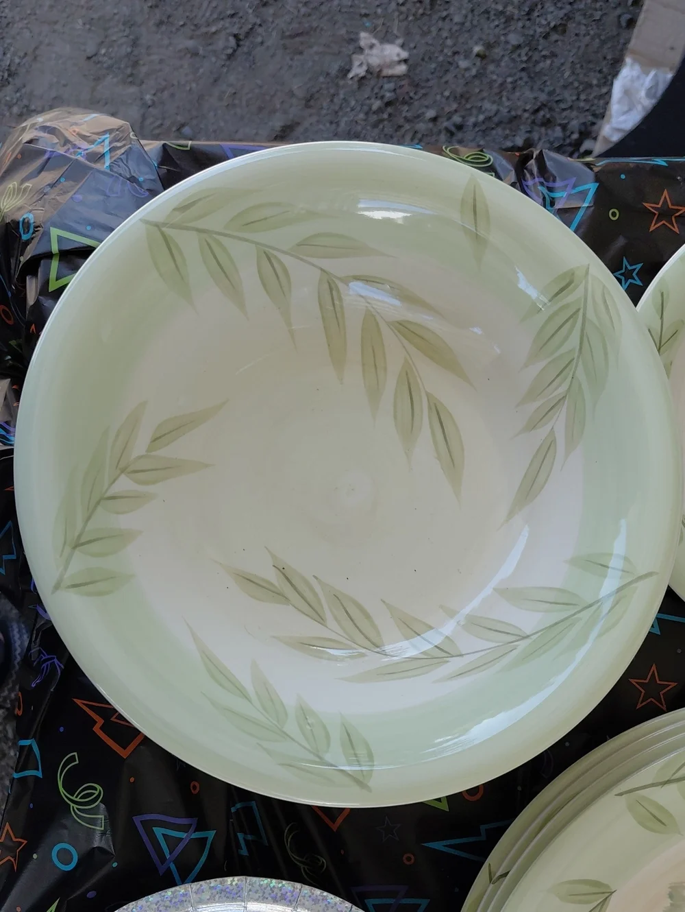 Green Leaf Pattern Ceramic  Bowl - Cambridge Potteries Set Of 4 Bowls Only.